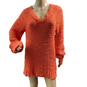 NWT KIRUNDO Orange Knit Long Sleeves‎ V-neck Sweater Size XL Preppy Academia